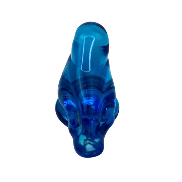 Vintage Leo Ward Glass Blue Bird of Happiness Signed Figurine 1985 3.5L X 2.75"H - Picture 4 of 6